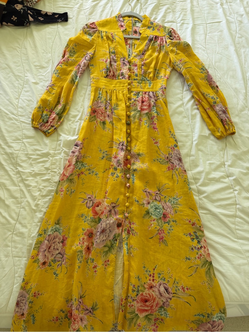 Zimmermann Yellow Floral Maxi Dress with Pink & Green Accents - Picture 2 of 3